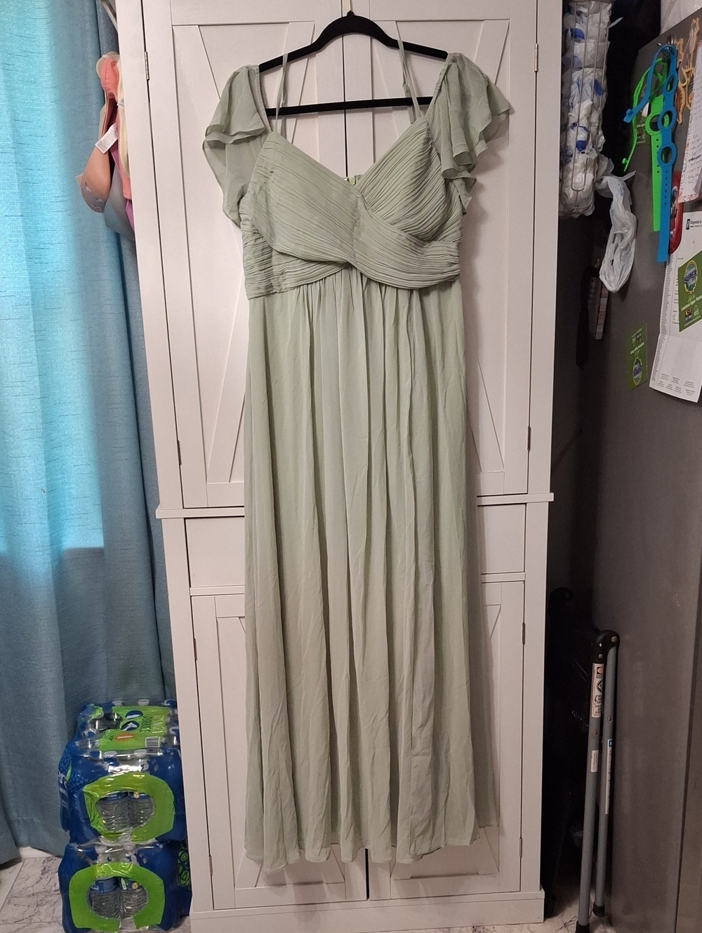 Ever Pretty Sage Green Chiffon Maxi Dress with Ruffled Sleeves